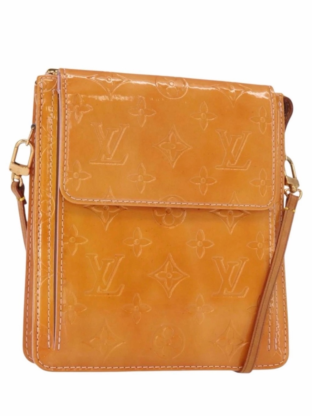 Louis Vuitton Monogram Vernis Amber Orange, Marshmallow Pink Lining Shoulder Bag